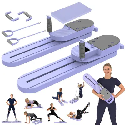 Obrázek produktu pro Sada Pilates Reformer – Pilates deska – přenosná – multifunkční – kardio a posilování břišních svalů – trénink celého těla – fialová