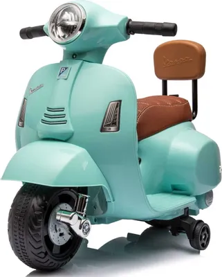 Obrázok produktu pre Elektrický skúter Vespa, od 18 mesiacov, detské elektrické vozidlo, skúter s opierkou, zelená farba