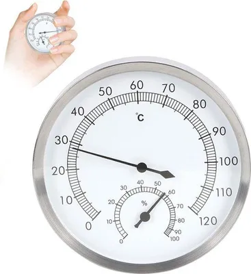 Produktbild von Famanu Thermo-Hygrometer Analoge 2-in-1 Edelstahl für Innen und Außen