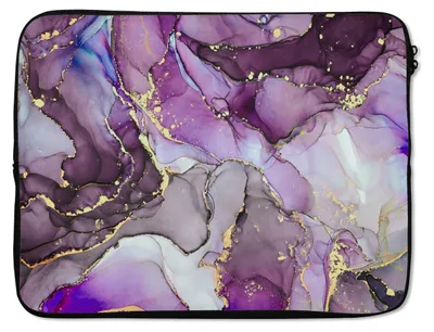 Produktbild von MuchoWow® Laptop Hülle 17 Zoll Laptoptasche Marmor - Rosa - Lila - Gold - Zipper - Schutzabdeckung - Schulsachen