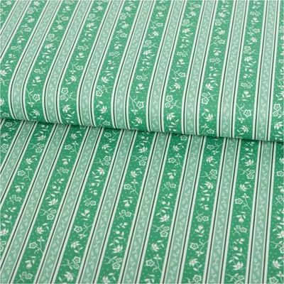 Produktbild von Baumwollstoff Meterware Trachtenstoffe Streifen Blumen grün weiß 1,6m