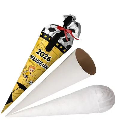Produktbild von Ferocity, Schultüte mit Namen, 70 cm, Zuckertüte zur Einschulung, für Jungen – Fußball Modell 3 [149]