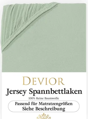 Produktbild von Devior Jersey Spannbettlaken 140x200 - 160x200 cm eukalyptus Bettlaken 100% Baumwolle bis 22cm Matratzenhöhe Gummizug