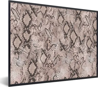 Produktbild von MuchoWow® Gerahmtes Poster Tiermuster - Schlange - Schwarz - Grau 40x30 cm - Poster mit Schwarzem Bilderrahmen Wandposter Rahmen Foto Bilder - Kunstposter - Wanddekorationen
