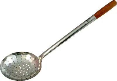 Produktbild von Langer stabiler Schaumlöffel 52 cm lang, Ø 14,5 cm Schaumkelle Suppenkelle abnehmbarer Holz-Griff 50