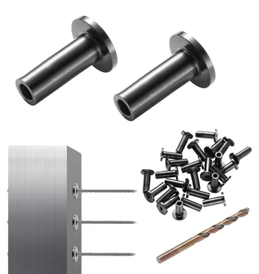 Productafbeelding van VEVOR 101 stuks roestvrijstalen beschermhoezen van type 316 voor metalen kabelleuningen van 1/8 inch, hoogwaardige marinekwaliteit, met boorgat, zwart