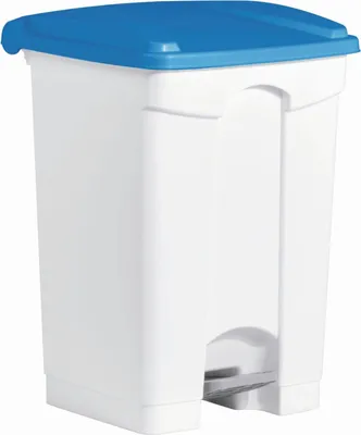 Produktbild von Tretabfallbehälter 45l Kunststoff weiß Deckel blau