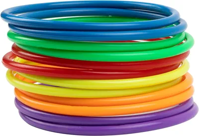 Zdjęcie produktu dla Zestaw do rzucania obręczami - 12 sztuk - Gra w rzucanie obręczami - Obręcze z tworzywa sztucznego, 12 cm - Do użytku wewnątrz i na zewnątrz - Dla dzieci - Gra na imprezy