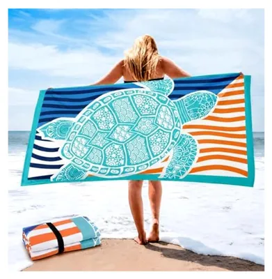 Produktbild von Mikrofaser Strandtuch XXL 200x90 cm - Sandfrei, Schnelltrocknend und Leicht mit Gummiband, Ozean Schildkröte, Saunatuch, Sporthandtuch, Stranddecke für Urlaub, Pool und Camping