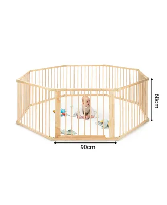 Baby Vivo Parc Bébé Pliable En Bois – Barrière De Sécurité Ultra Solide, 8 Panneaux Premium Réglables Individuellement