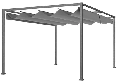 Produktbild von Pergola, Robuster Sonnenschutz für Garten, Balkon, Terrasse, aus Metall und Kunststoff, UV- und wasserabweisend, Dunkelgrau