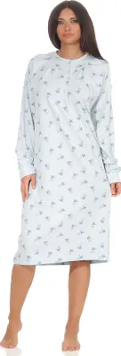 Produktbild von Elegantes Damen Nachthemd mit 105 cm Länge und Kopfleiste am Hals - 291 210 90 190 ; hellblau , 52