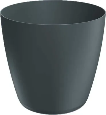 Produktbild von Mattschwarzer Blumentopf aus Kunststoff 15,8x14,5 cm glatter Deckel Anthrazit Mate