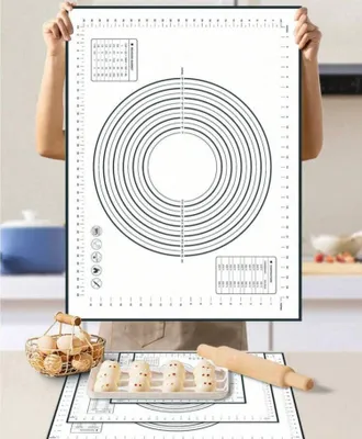 Produktbild von Silikon Backmatte 60×80 cm 3XL – Antihaft Backunterlage & Teigmatte BPA-frei, rutschfest (schwarz)