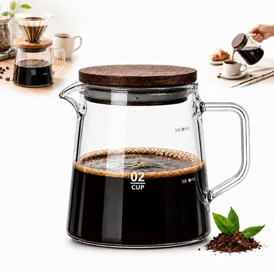 Glaskanne 500 ml, hitzebeständig, Borosilikatglas, Kaffeeserver