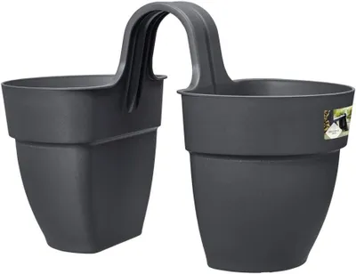 Productafbeelding van Bloempot - Plantenbak buiten - Balkon decoreren - Gemaakt van gerecycled plastic - Ø 20.5 x H 26.5 cm - Antraciet