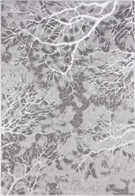 Produktbild von Mazovia Dywan Szary Nowoczesny Abstrakcyjny, Roślinny - Salon, Sypialnia, Jadalnia, Biuro - Niskie Runo - Prostokąt - Elegancki Stylowy - 80x200 cm