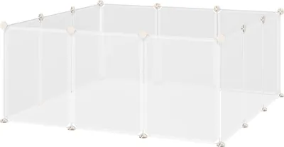 Produktbild von Freilaufgehege Diy Gittergehege Kleine Haustiere 12 Platten Innenbereich Weiß 105X105X45Cm
