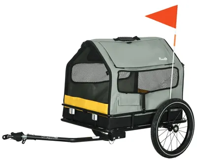 Obrázek produktu pro Přepravník pro psy – Přívěs na kolo – Kočárek pro psy – Vozík – Transportní vozík – Šedá barva – Design 3 v 1