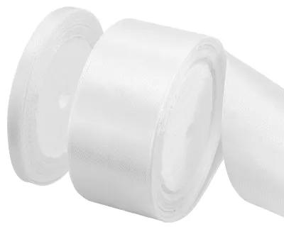 Satinband, weiß, 2 Rollen, 38 mm + 6 mm, je 22 m, Polyester