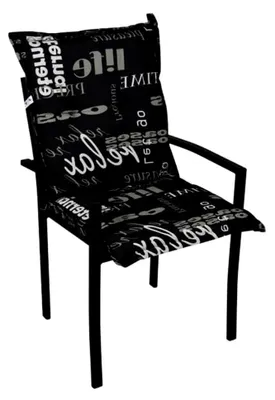 Produktbild von Universelle Niedriglehner Polsterauflage 100 x 50 cm - Gartenstuhl Kissen mit Schriftzug - Sitzkissen schwarz mit Haltegurt