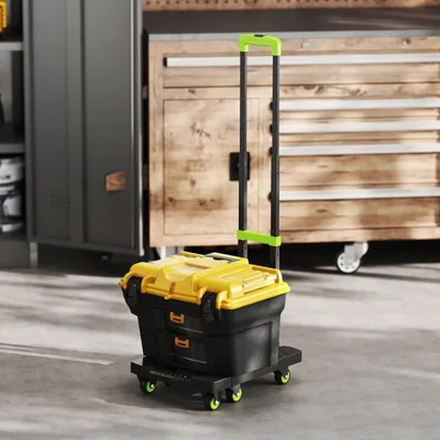 Image de okwish Diable pliable en aluminium, chariot transport avec plateforme réglable et 6 roues, vert