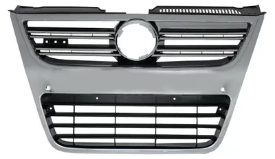 Image de Calandre chromée pour VW Passat 3C, modèles de 2007 à 2010, uniquement compatible avec le pare-chocs R36 d'origine équipé de capteurs de stationnement (PDC).