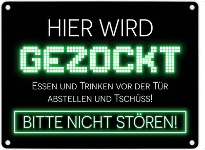 Produktbild von Hier wird gezockt Metallschild in 15x20 cm für Gamer in grün