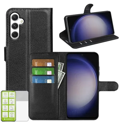 Immagine prodotto di Per Samsung Galaxy S24 Custodia per cellulare Custodia in nera + vetro temperato H9