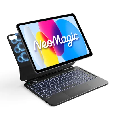 Produktbild von Inateck Magnetische Tastatur für iPad 11 Gen 2025 A16/ 10 Gen, Großes Trackpad, LED Anzeige, 7 Farben Hinterleuchtet, QWERTZ, mit Stifthalter, KB903