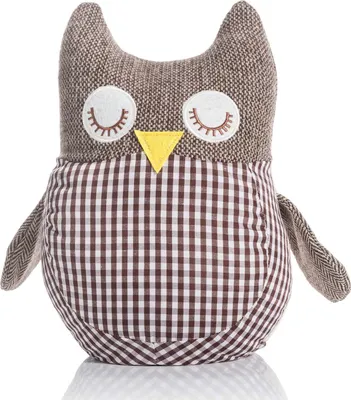 Produktbild von Goods & Gadgets handgefertigter, sturmfester Türstopper Eule Stoff Braun Gelb, 29 cm H x 25 cm B x 12 cm T, 1.3 kg