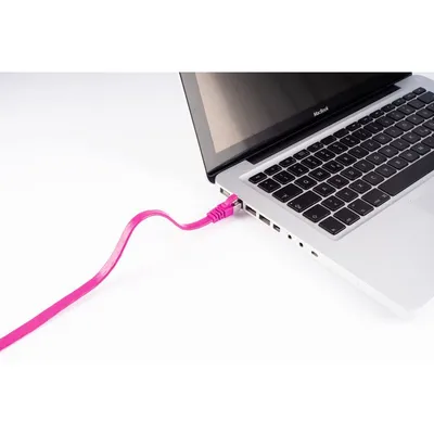 Image de Câble plat RJ45 avec câble brut CAT 7 slim magenta 3m