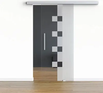 Produktbild von Pertura Glasschiebetür Komplettset Glera Cube 1025x2175 mm inkl.Beschlag Selir Aluminium natur,Stangengriff