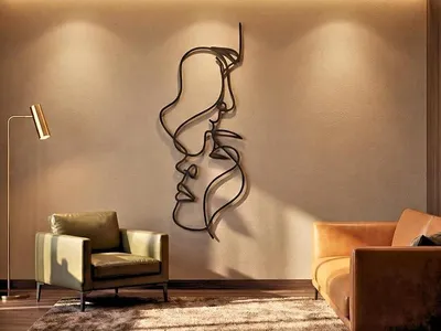 Imagen del producto de Decoración de pared de madera 3D con motivos de rostros – Cuadro para sala de estar o dormitorio