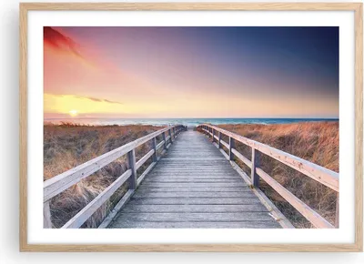 Produktbild von Gerahmtes Poster - Rahmen in heller Eiche - Weg Meer Brücke - 70x50 cm - Wand Bild - Wanddeko - Wandbilder - Kunstposter - Wandposter - Bilderrahmen - Bilder - Kunstdruck - P2NAA70x50-4948