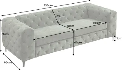 Produktbild von riess-ambiente Chesterfield Sofa MODERN BAROCK 235cm grün Samt 3-Sitzer Couch mit Ziersteppung Federkern