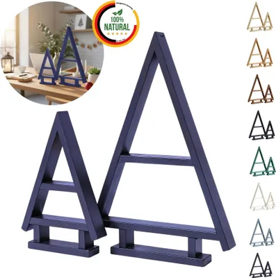 Immagine prodotto di Floranica Albero di Natale in Legno Fatto a Mano Set da 2 - Antracite,  Decorazione Natalizia da tavolo, Espositore Decorativo per Natale Ornamento