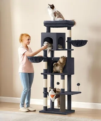 Produktbild von Feandrea Kratzbaum groß, XL, mehrstöckiger Katzenbaum mit Höhlen und Liegemulden