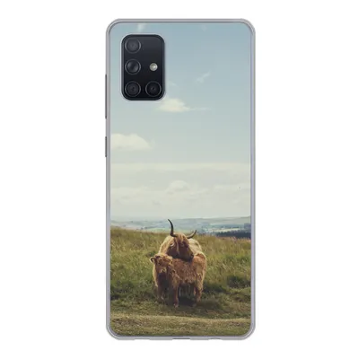 Produktbild von MuchoWow® Handyhülle Schutzhülle Hülle für Samsung Galaxy A51 Schottische Highlander - Gras - Wolken - Tiere Silikon Softcase Handy Hülle - Schutzabdeckung