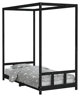 Produktbild von vidaXL Kinderbett Schwarz 90x190 cm Massivholz Kiefer