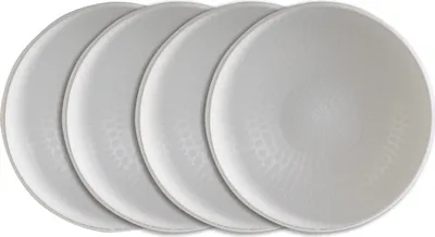 Produktbild von Suppenteller - Weiß matt - Steingut - mit kreisförmiger Reliefprägung - 4er Set