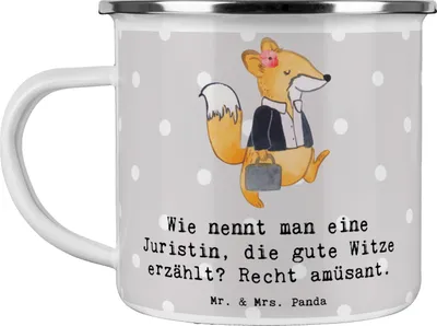Produktbild von Mr. & Mrs. Panda Teetasse Juristin Humor - Grau Pastell - Geschenk, Rechtsprechung, Berufsprodukte, Berufsliebe, Rechtsanwältin, Jurastudium, becher emaille, Anwältin