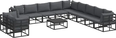 Produktbild von Gartensofa-set mit Kissen 12 pcs Schwarz Aluminium