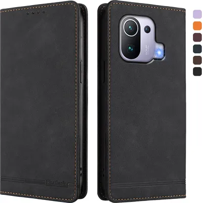Obrázek produktu pro Pouzdro pro Xiaomi Mi 11 Pro, retroPolyuretankožené flip pouzdro s stojánkem a přihrádkami na karty Černý