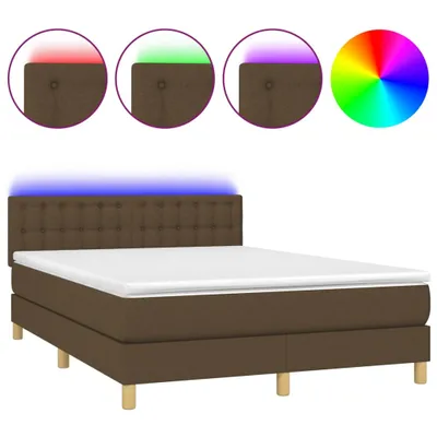 Produktbild von vidaXL Boxspringbett mit Matratze & LED Dunkelbraun 140x200 cm Stoff
