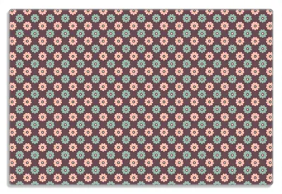 Produktbild von Wallario Frühstücksbrettchen aus Glas 20 x 30 cm mit rutschfesten Füßen, Motiv Muster mit grünen und rosa-farbenen Blüten