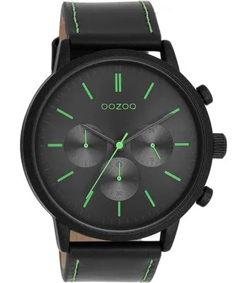 Produktbild von Oozoo Armbanduhr schwarz Leder Timepieces Herren Analog-Quarzuhr UOC11208