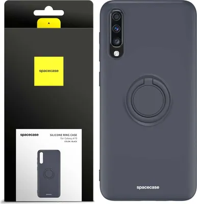 Image de Coque en silicone SPACECASE Coque en silicone avec anneau pour Galaxy A70 Noir