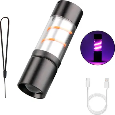 Immagine prodotto di INF Mini Torcia LED Ricaricabile: Portatile, Zoomabile per Campeggio ed Emergenze Viola