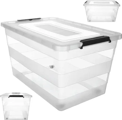 Obrázek produktu pro Úložný box – plastový box s víkem – 55 l – na hračky – bedna na hračky